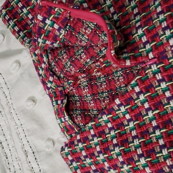 Zara women's multicolored tweed green/pink/cream medium. - Picture 6 of 7